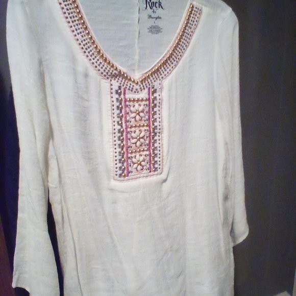 Wrangler tunic top. Cream beaded. Size Large - Picture 3 of 3